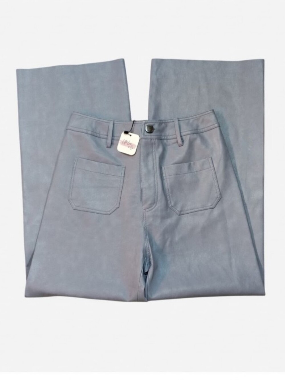 NWT Entro Blue Wide Leg Vegan Leather Pants Light Blue / Lavender Women's Medium